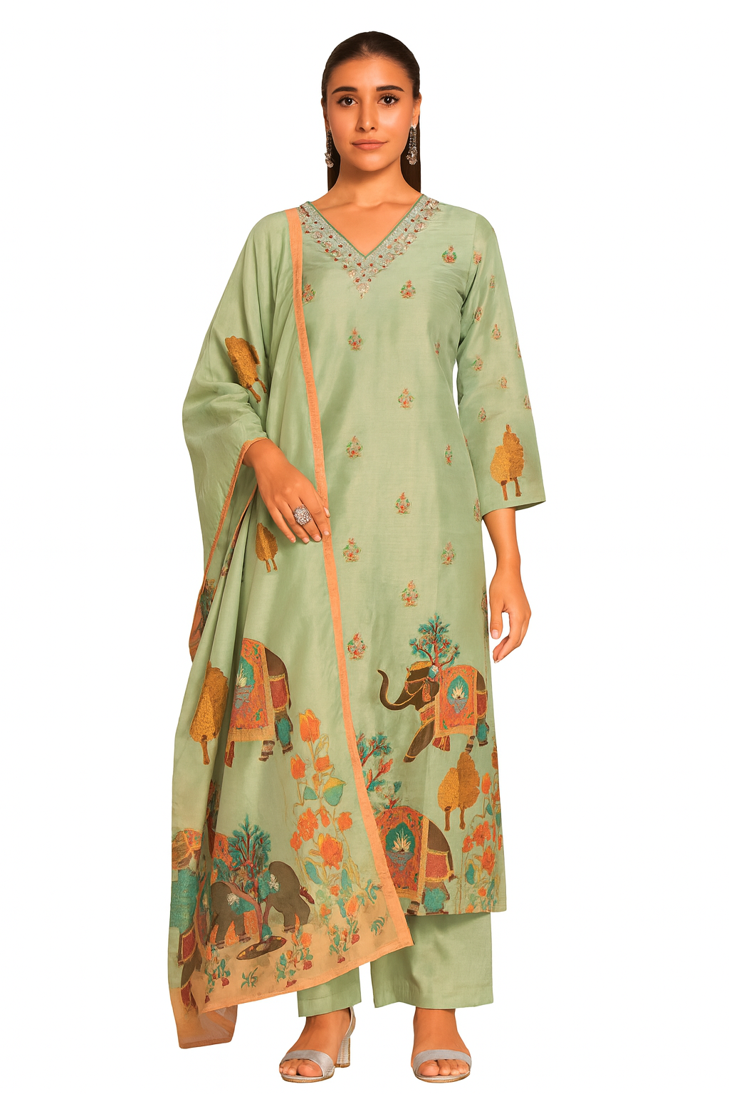Straight Cut 3-Piece Set Kurti